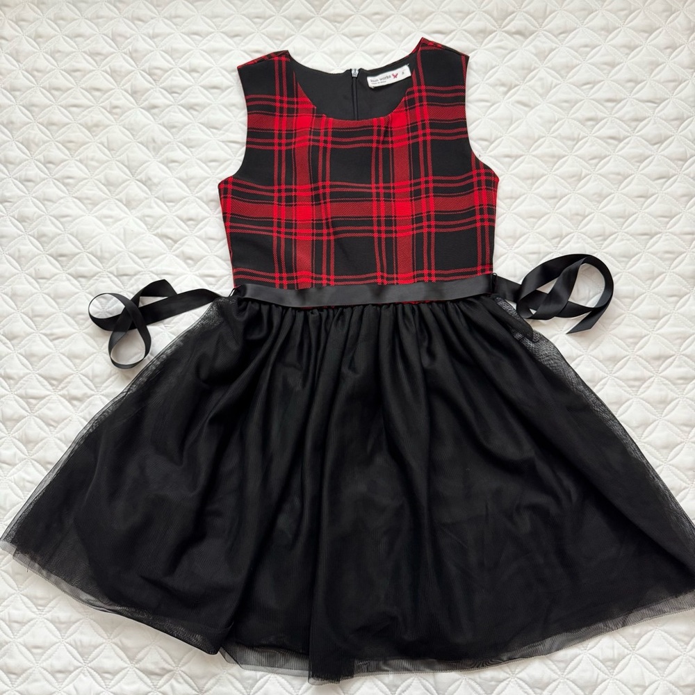 Knit Works Red and Black Plaid A-Line Tutu Sleeveless Holiday Dress - Picture 2 of 16